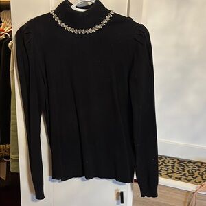 Black Embellished Blouse with Full Sleeves